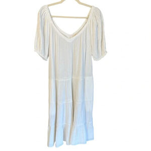 La Vie Rebecca Taylor Puff Sleeve Cotton Gauze Mini Dress White XS Feminine Chic